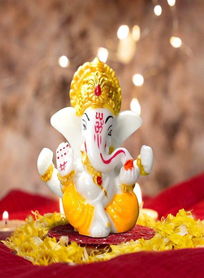 Rousrie Auspicious Ganesh Idol for car Dashboard and Home, Small Ganpati Ganesha Idol for Car God Dashboard Accessories (Design 4) - Image 1